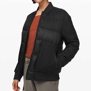 Lululemon Roam Far Wool Bomber jacket Coat Black / Heathered Black size 4